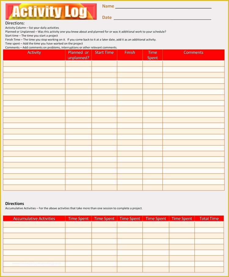 Activity Log Template Excel Free Download Of 7 Daily Activity Log Templates and Sheets Excel Word Pdf