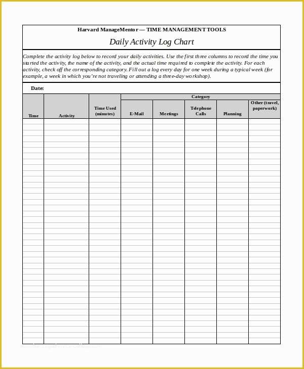 Activity Log Template Excel Free Download Of Activity Log Template – 12 Free Word Excel Pdf
