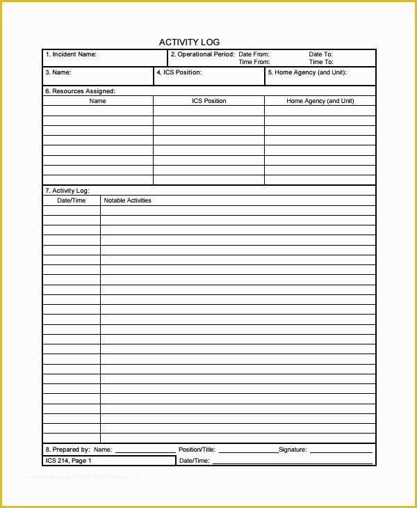 Activity Log Template Excel Free Download Of Activity Log Template – 12 Free Word Excel Pdf