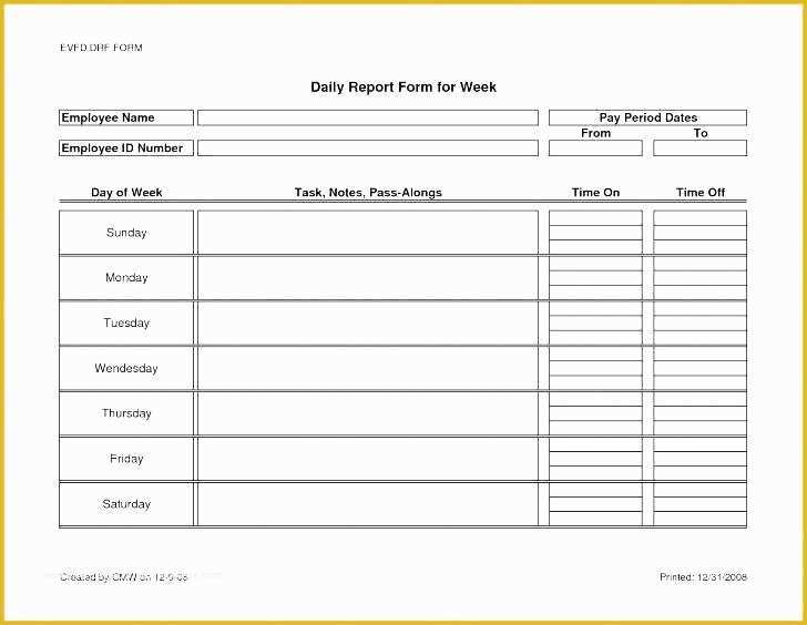 Activity Log Template Excel Free Download Of Employee Daily Report Template Daily Construction Report