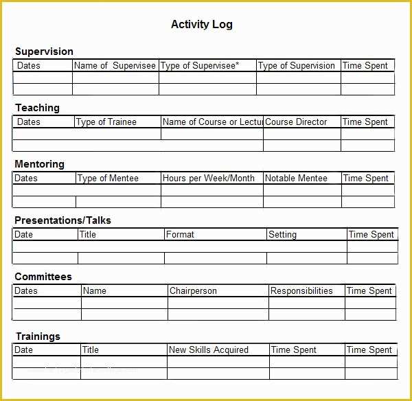 Activity Log Template Excel Free Download Of Sample Activity Log Template 5 Free Documents Download