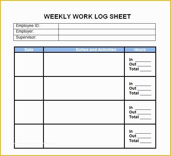 Activity Log Template Excel Free Download Of Weekly Work Quotes Quotesgram