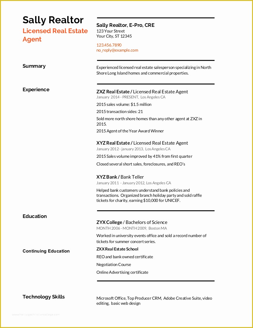 Actual Free Resume Templates Of Real Estate Resume Writing Guide with Template