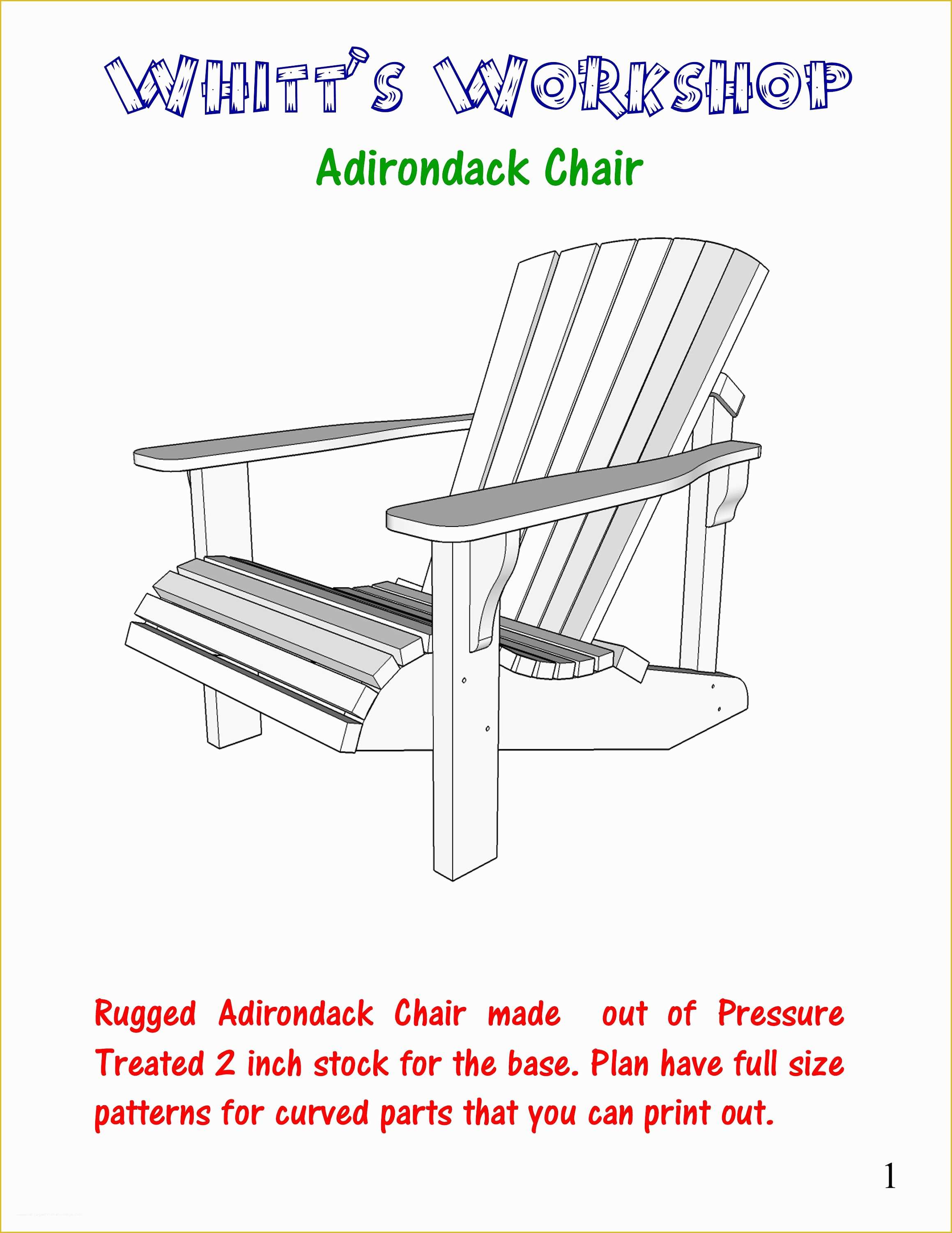 Adirondack Chair Template Free Of Grandpa Adirondack Chair Plans Full