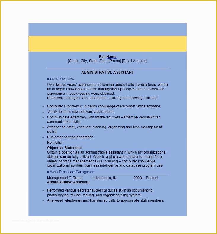 Administrative Resume Templates Free Of 20 Free Administrative assistant Resume Samples