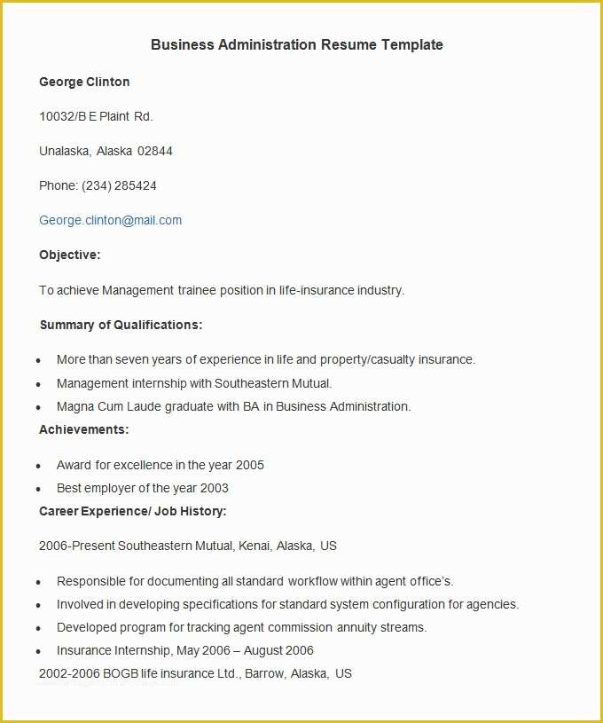 Administrative Resume Templates Free Of Administration Resume Template 34 Free Samples