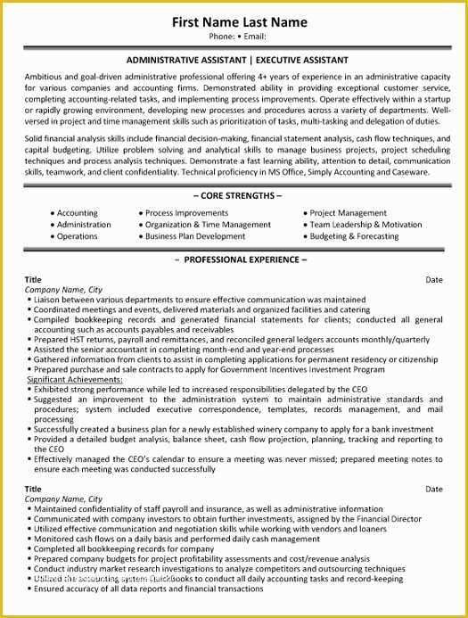 Administrative Resume Templates Free Of Administrative assistant Resume Sample &amp; Template