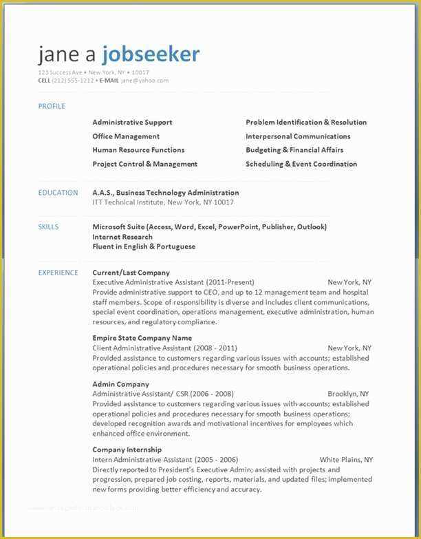 Administrative Resume Templates Free Of Free Professional Resume Templates Download