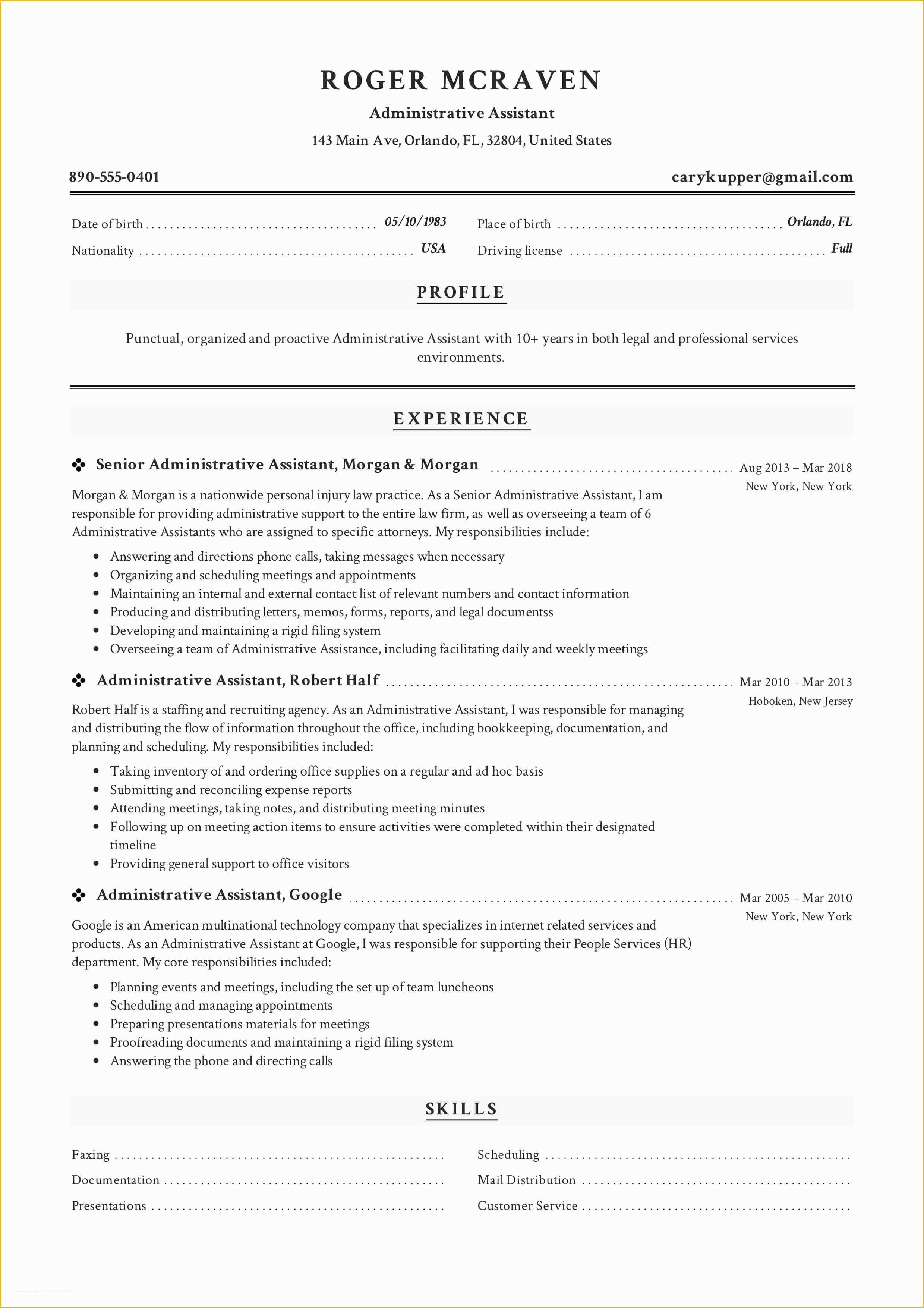 Administrative Resume Templates Free Of Full Guide Administrative assistant Resume [ 12 Samples
