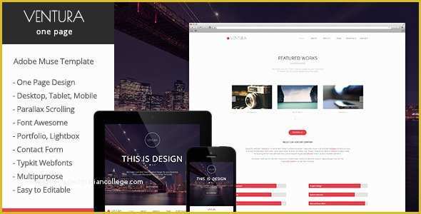 Adobe Muse Ecommerce Templates Free Of Ventura Parallax E Page Muse Template by Museframe