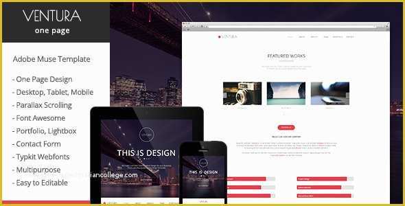 Adobe Muse Portfolio Templates Free Of Ventura Parallax E Page Muse Template by Museframe