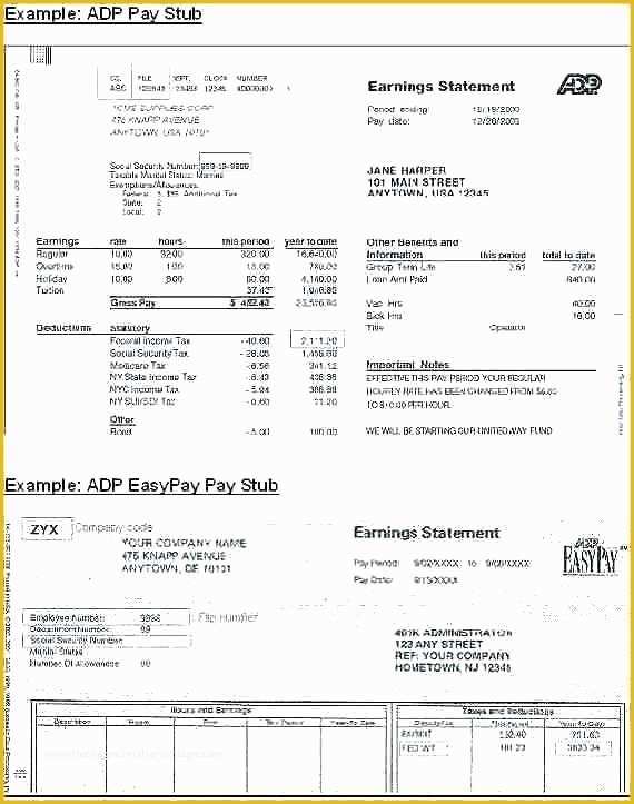 Pay Stub Adp Template