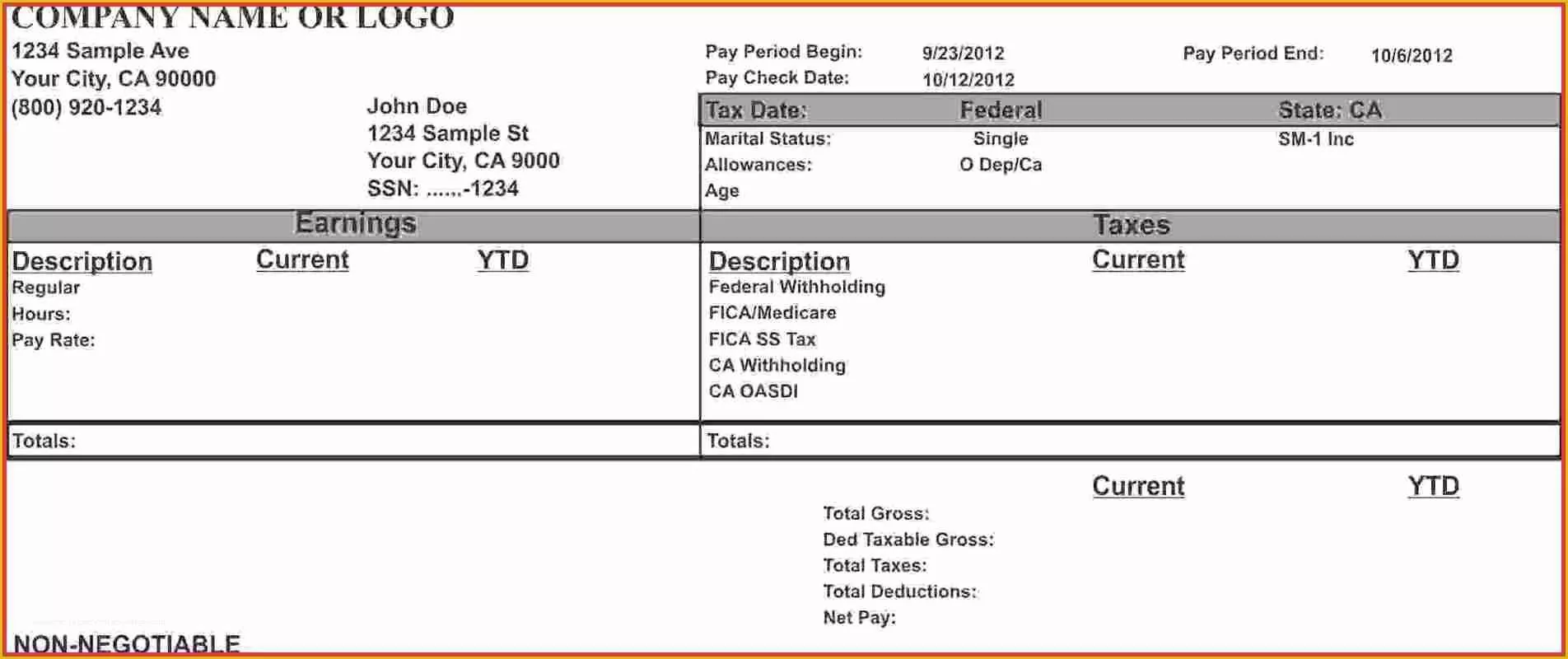 Adp Paycheck Stub Template Free Of 7 Create Free Paystub