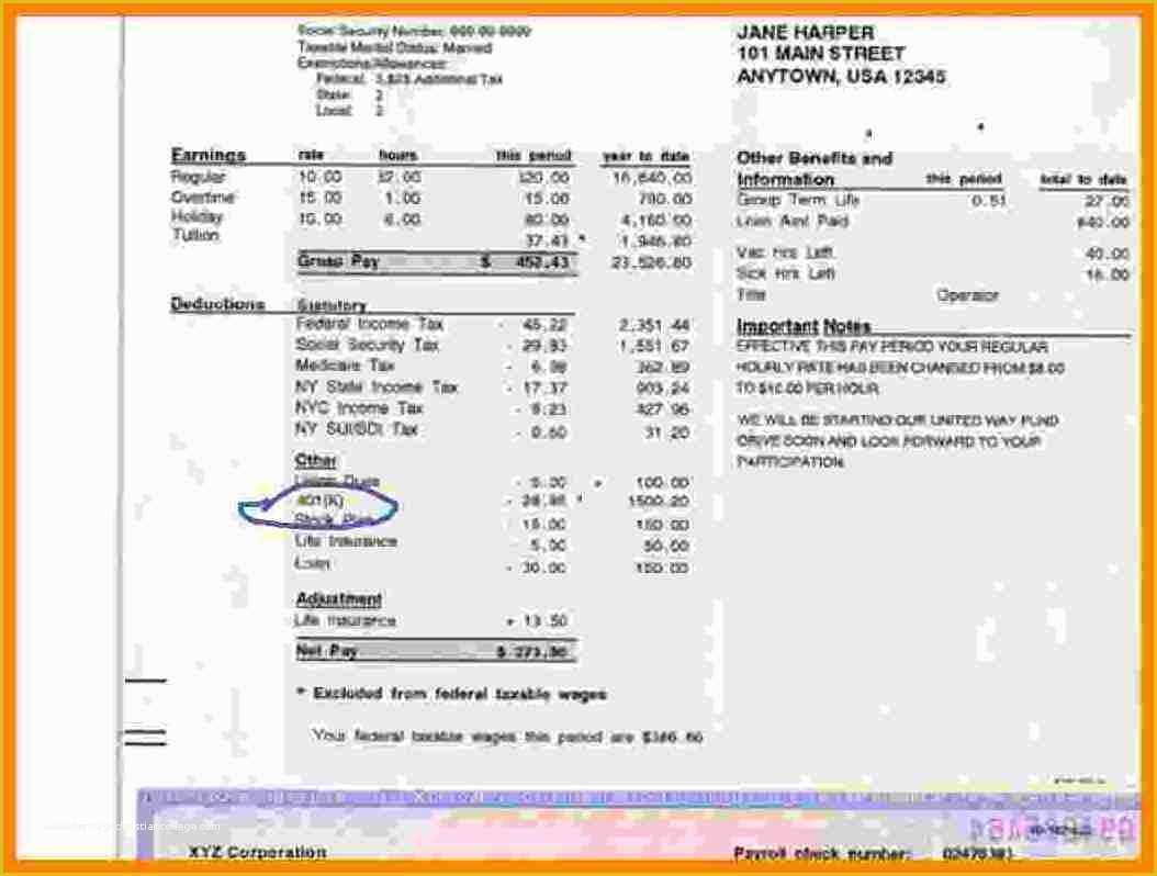 Adp Paycheck Stub Template Free Of 7 Free Adp Pay Stub Template