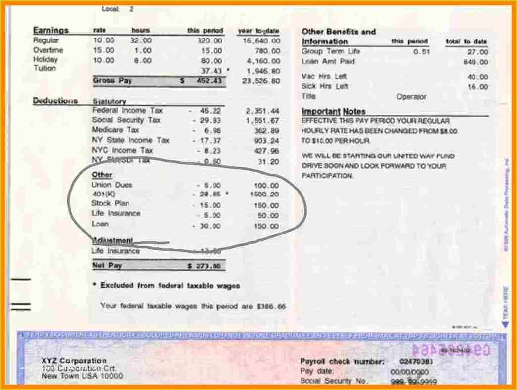 Adp Paycheck Stub Template Free Of 7 Free Adp Pay Stub Template