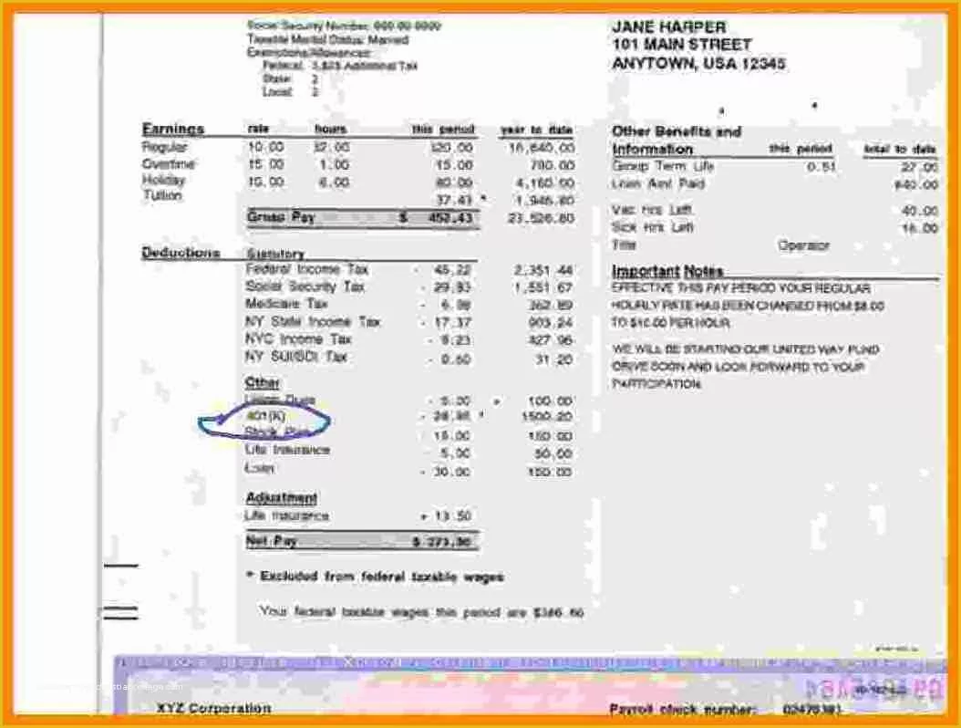 Adp Paycheck Stub Template Free Of 7 Free Adp Pay Stub Template