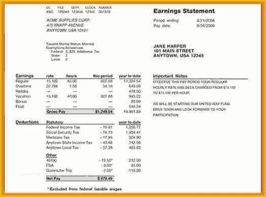 Adp Paycheck Stub Template Free Of 9 Adp Pay Stub Template Pdf