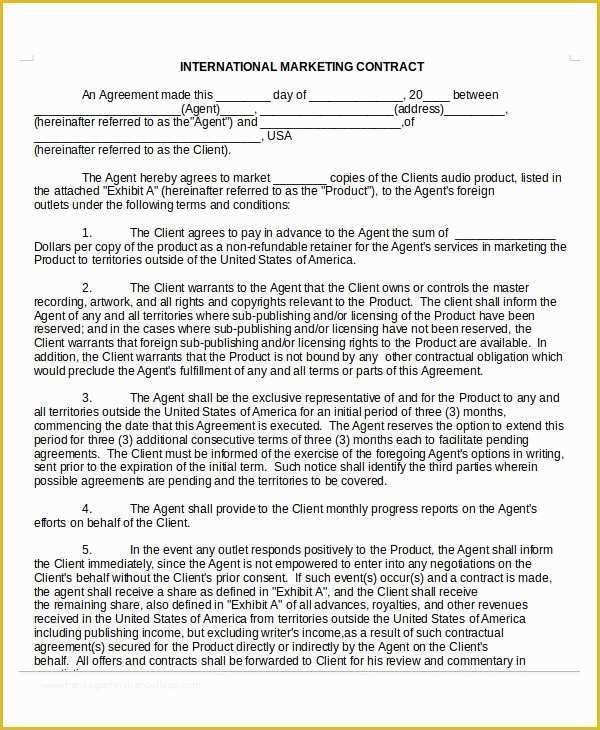 Advertising Contract Template Free Of 19 Contract Templates Free Sample Example format