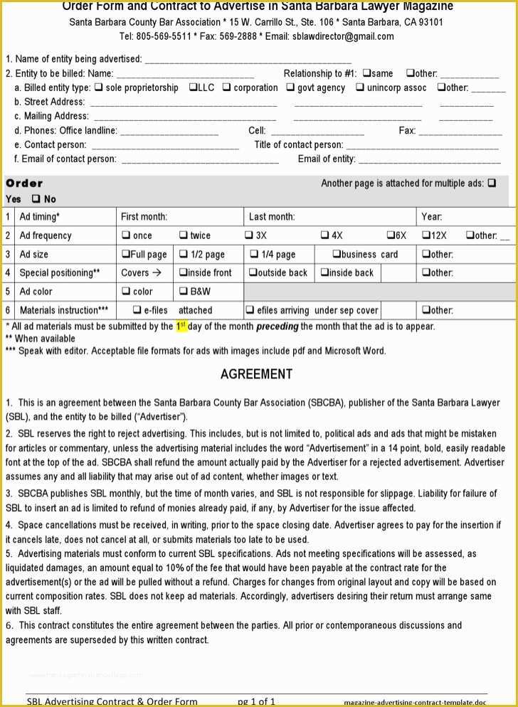 Advertising Contract Template Free Of 7 Advertising Contract Templates Free Download