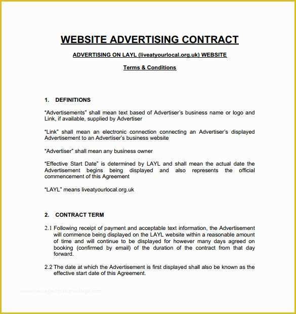 Advertising Contract Template Free Of 7 Advertising Contract Templates to Download