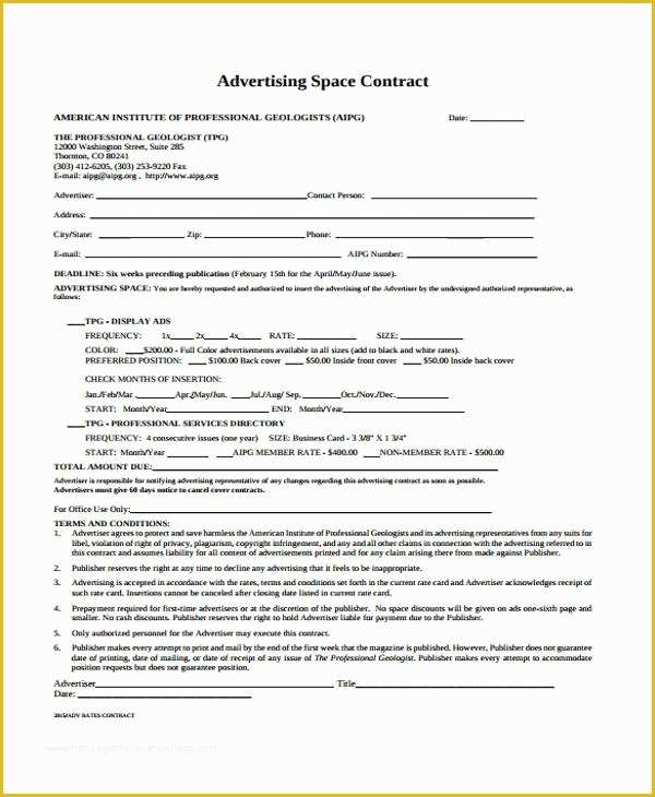 Advertising Contract Template Free Of 9 Advertising Contract Templates Sample Examples