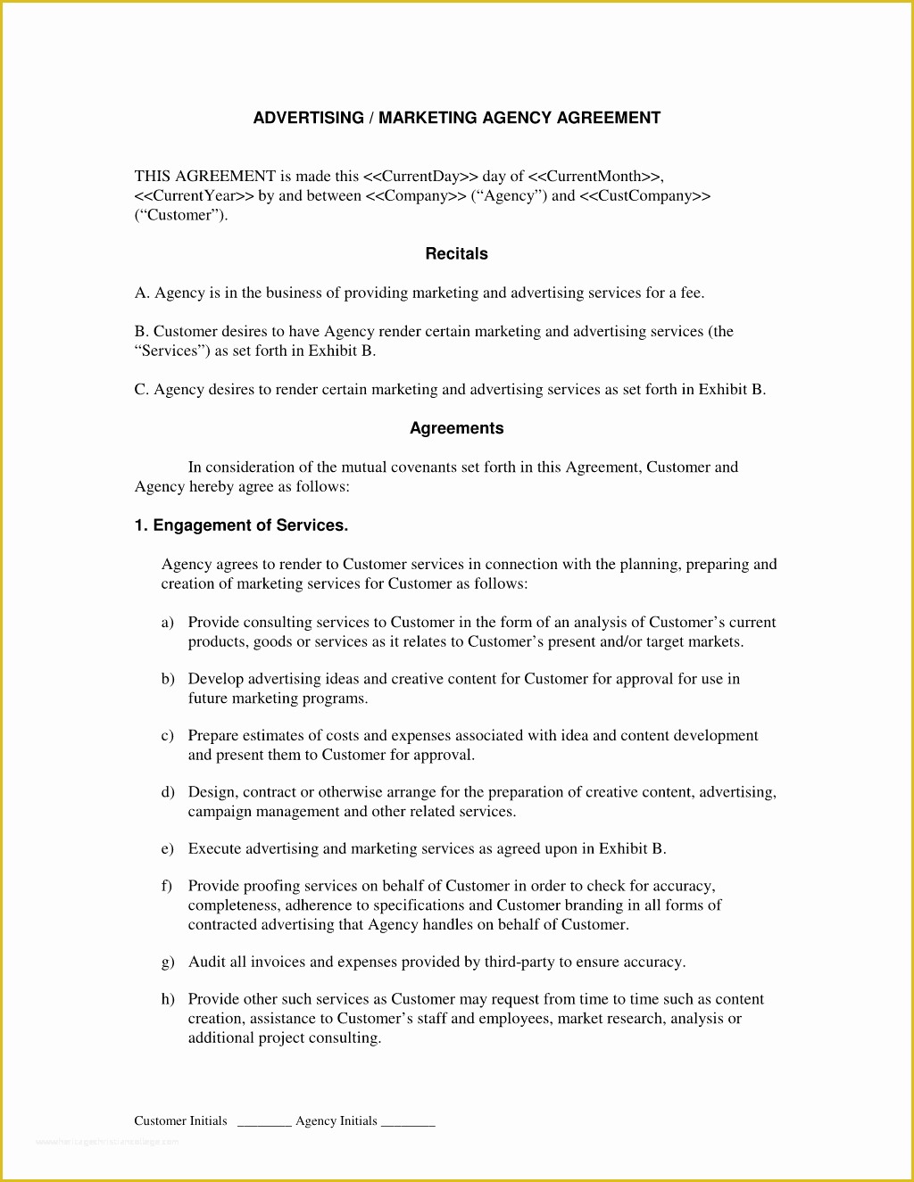 Advertising Contract Template Free Of Ad Agency Contract Free Printable Documents