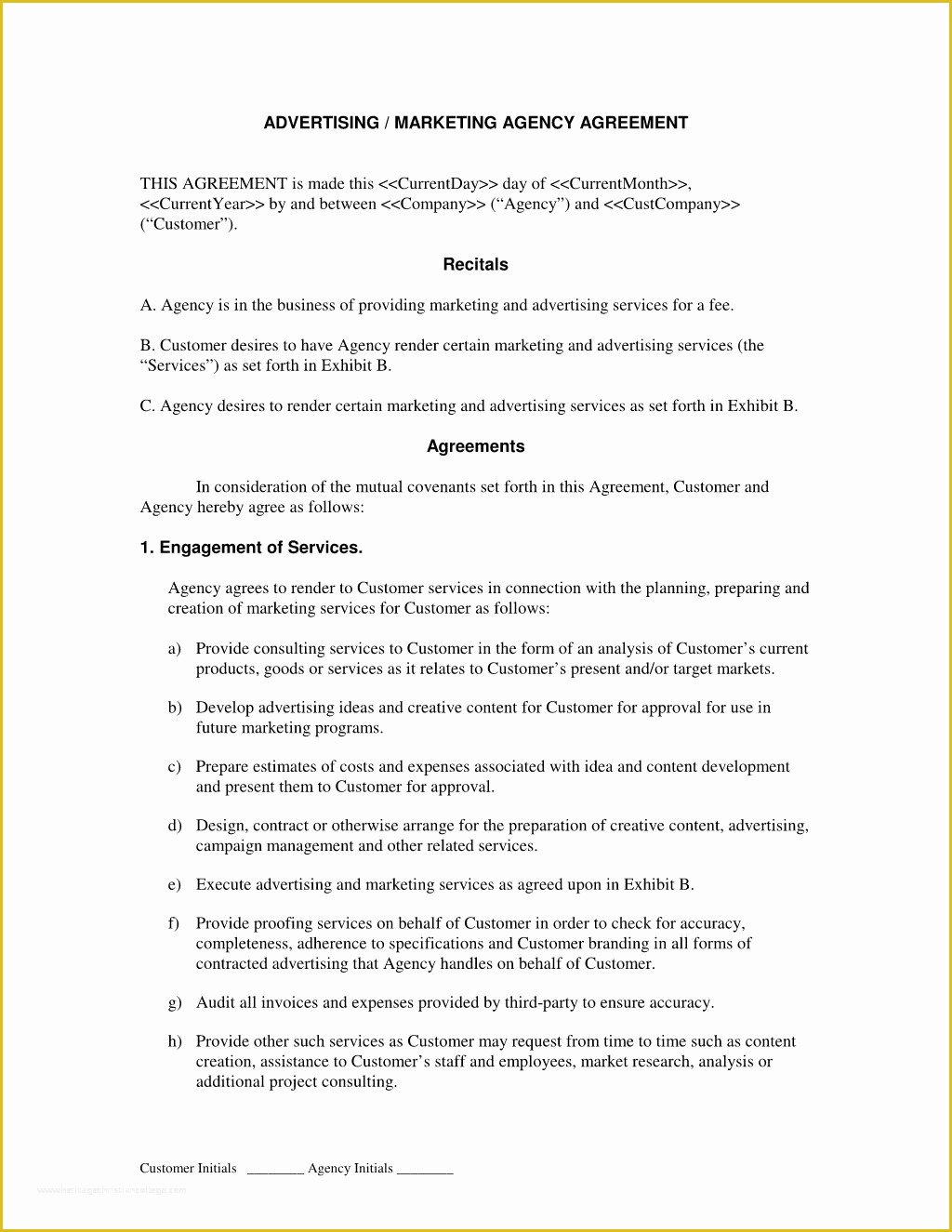 Advertising Contract Template Free Of Ad Agency Contract Free Printable Documents