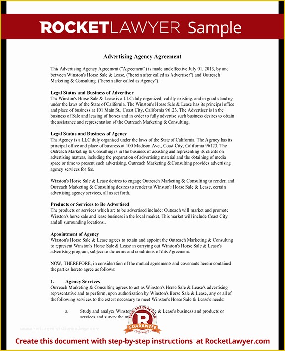 Advertising Contract Template Free Of Advertising Agency Agreement Contract Sample Template