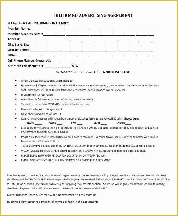 Advertising Contract Template Free Of Advertising Contract Template 10 Word Pdf Google Docs