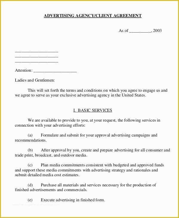 Advertising Contract Template Free Of Advertising Contract Template 15 Pdf Word Google Docs