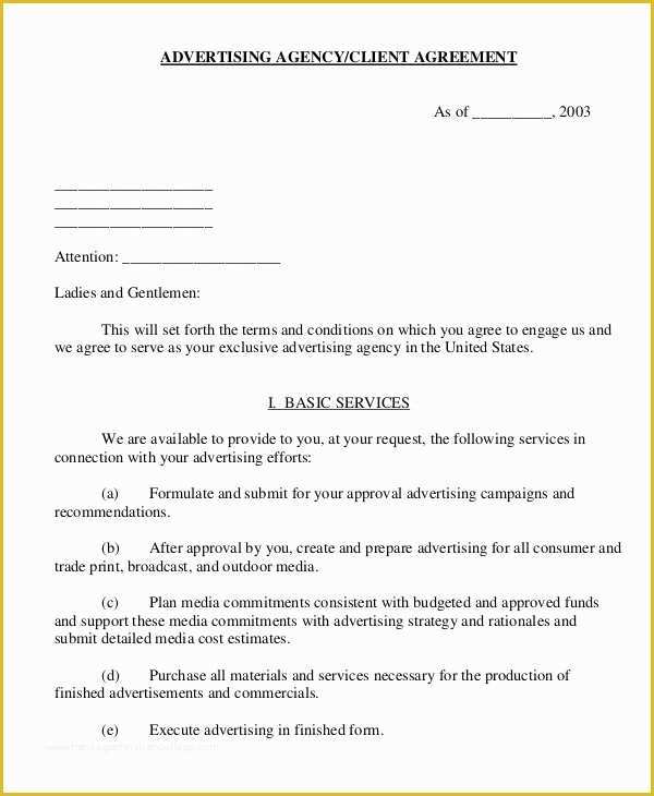 Advertising Contract Template Free Of Advertising Contract Template 15 Pdf Word Google Docs