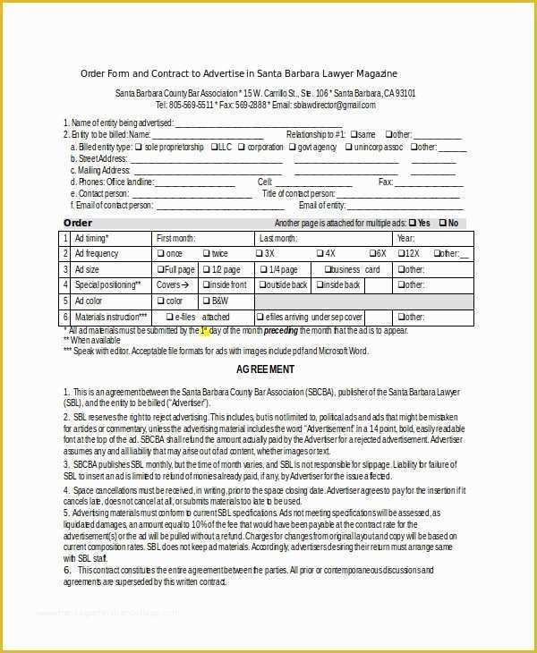 Advertising Contract Template Free Of Advertising Contract Template 15 Pdf Word Google Docs