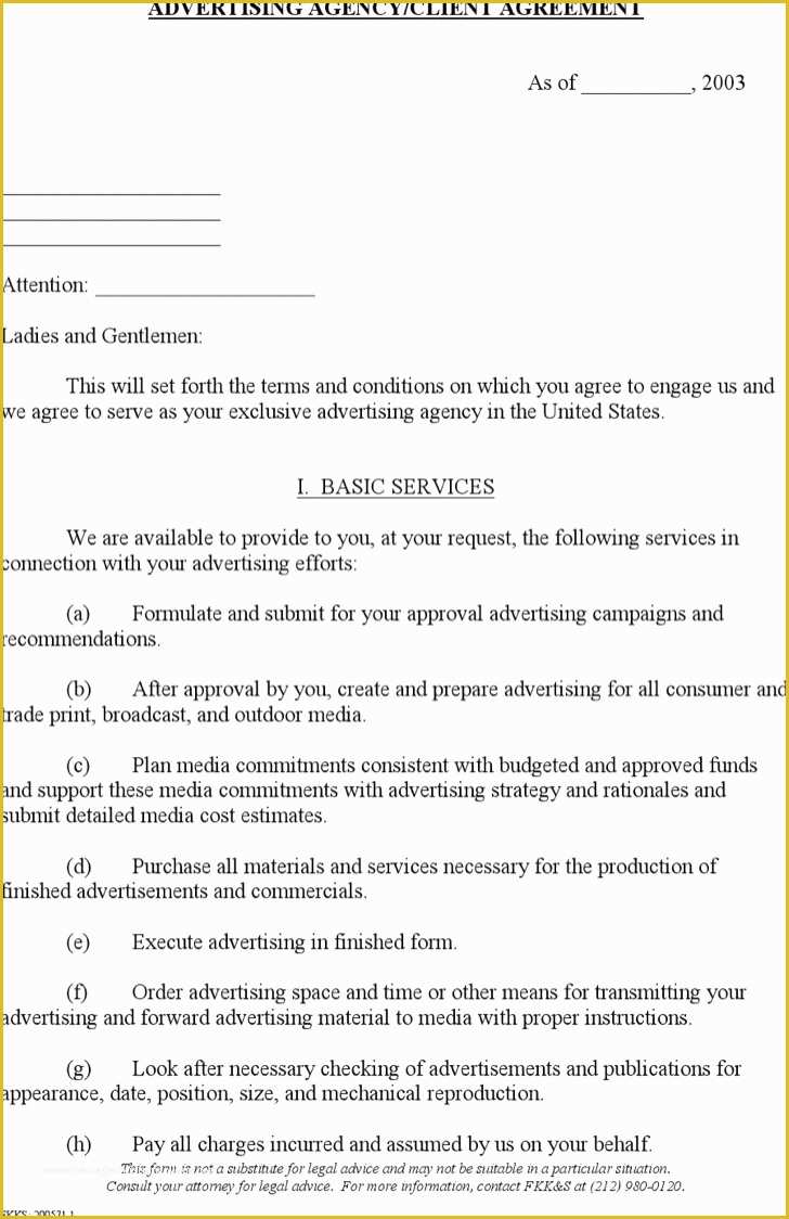 Advertising Contract Template Free Of Download Advertising Contract Templates for Free