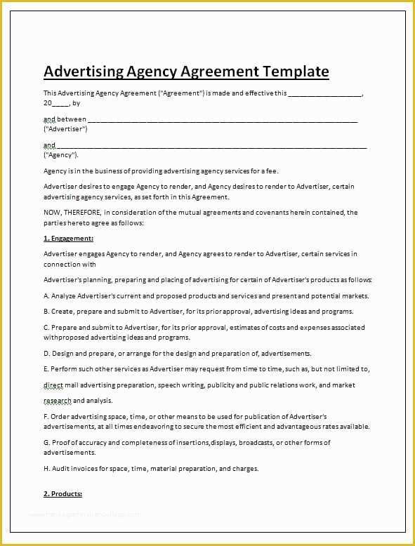 Advertising Contract Template Free Of Free Contract Templates Word Pdf Agreements Part 6