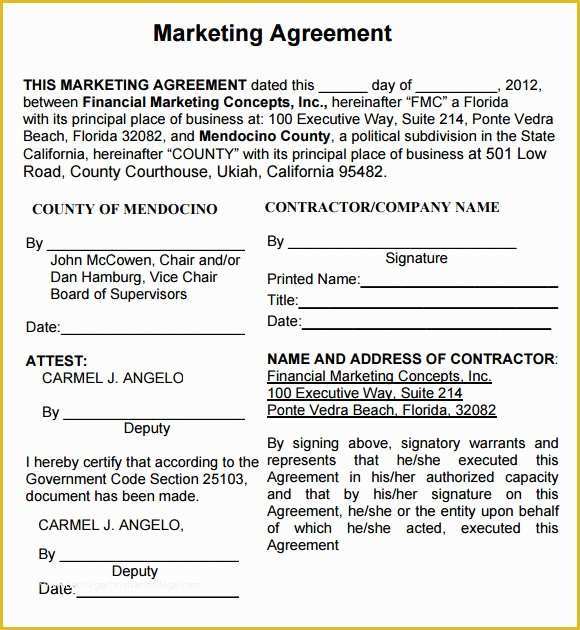 Advertising Contract Template Free Of Marketing Agreement Template 29 Download Free Documents