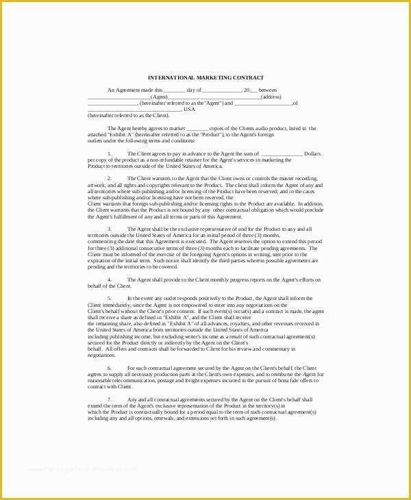 Advertising Contract Template Free Of Marketing Contract Template – 9 Free Word Excel Pdf
