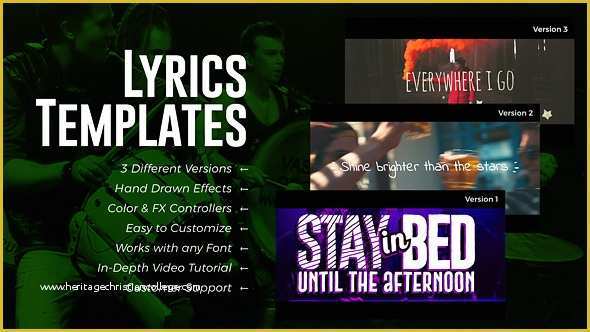 After Effects Lyric Video Template Free Of Lyrics Templates 3 Versions by Royal