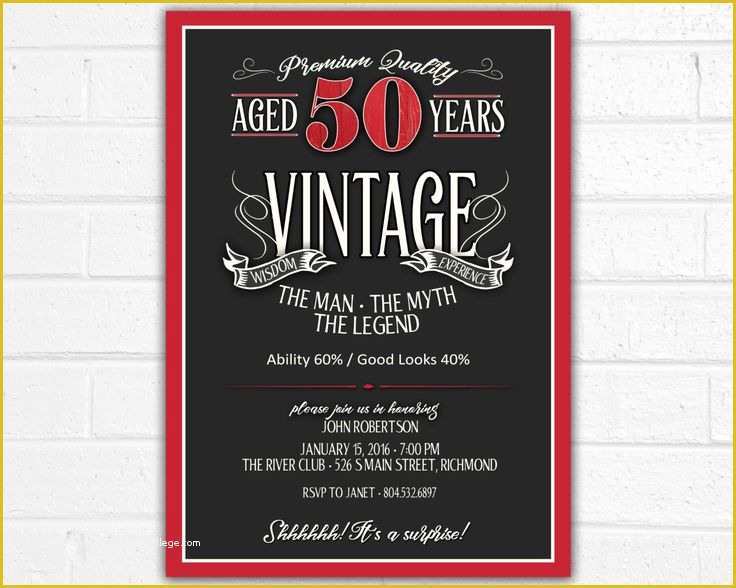 Aged to Perfection Invitation Template Free Of 50th Birthday Invitation for Men Jpeg Printable Aged