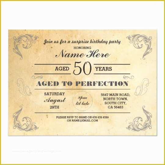 Aged to Perfection Invitation Template Free Of Aged to Perfection Birthday Any Age Vintage Mens