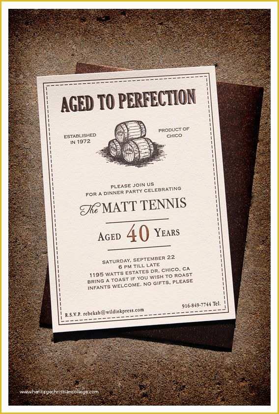 Aged to Perfection Invitation Template Free Of Aged to Perfection Dinner Party Letterpress Invitations