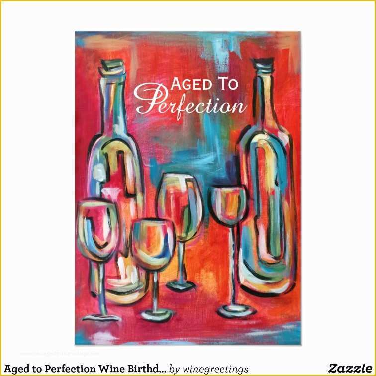 Aged to Perfection Invitation Template Free Of Aged to Perfection Wine Birthday Party Card