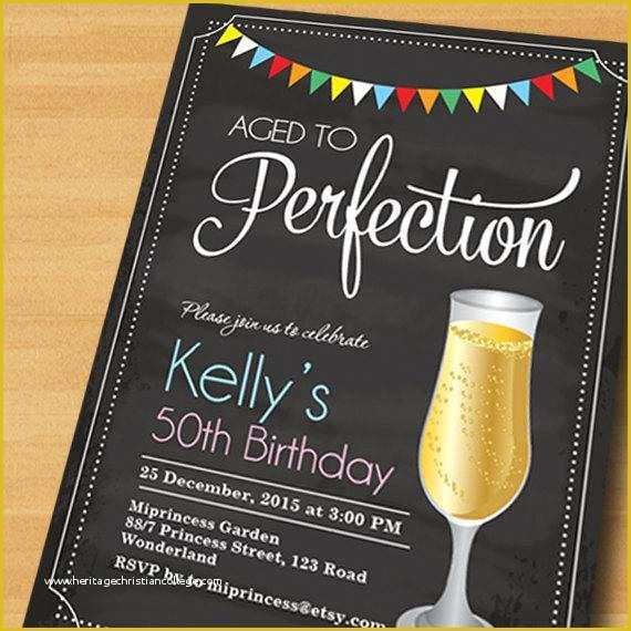 Aged to Perfection Invitation Template Free Of Champagne Birthday Invitation Aged to Perfection by Miprincess
