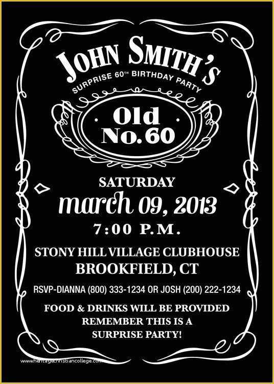 Aged to Perfection Invitation Template Free Of Jack Daniels Inspired Invitation Personalized Printable