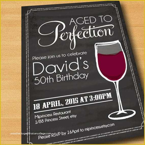 Aged to Perfection Invitation Template Free Of Wine Birthday Invitation Aged to From Miprincess On Etsy