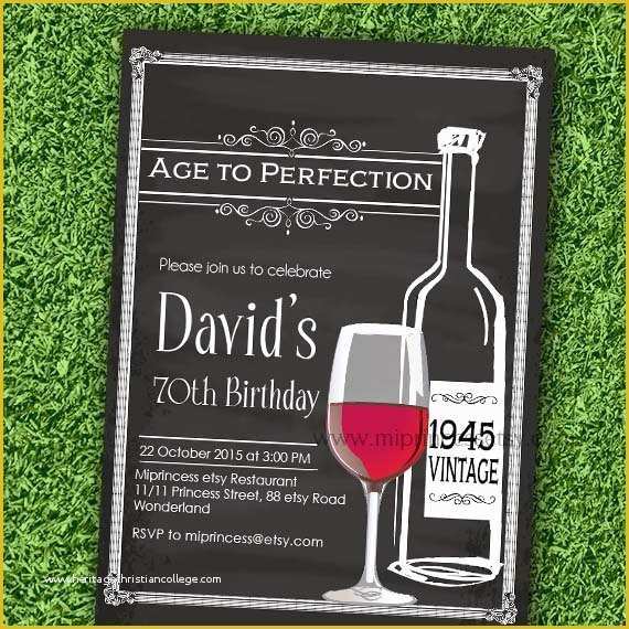 Aged to Perfection Invitation Template Free Of Wine Birthday Invitation Aged to Perfection Chalkboard