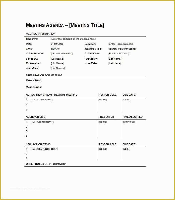 Agenda Template Free Of 46 Effective Meeting Agenda Templates Template Lab