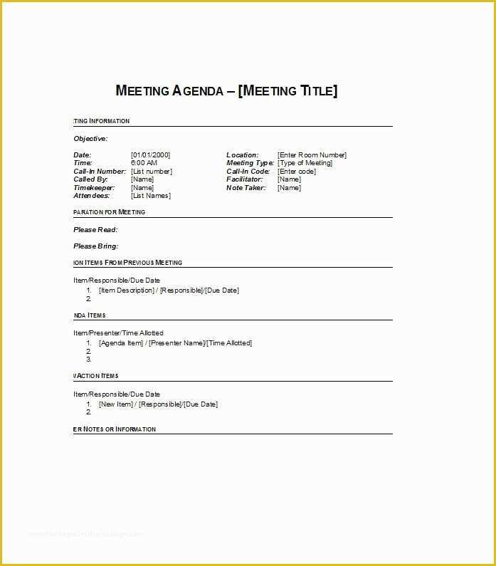 Agenda Template Free Of 51 Effective Meeting Agenda Templates Free Template