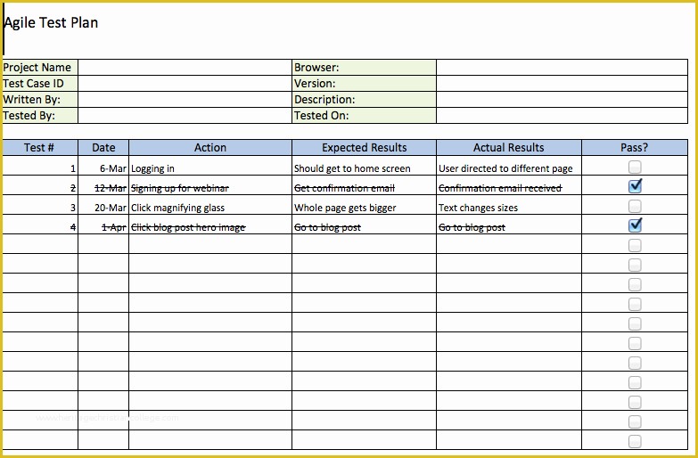 Agile Project Plan Template Excel Free Of Test Plan Template Excel