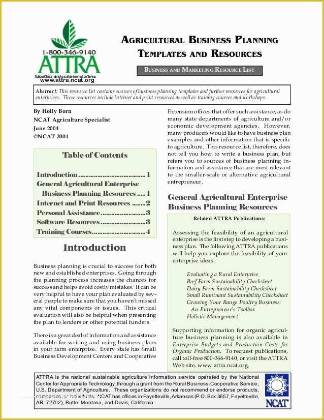 Agriculture Business Plan Template Free Of Agricultural Business Planning Templates and Resources