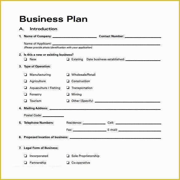 Agriculture Business Plan Template Free Of Business Plan Template Free Download